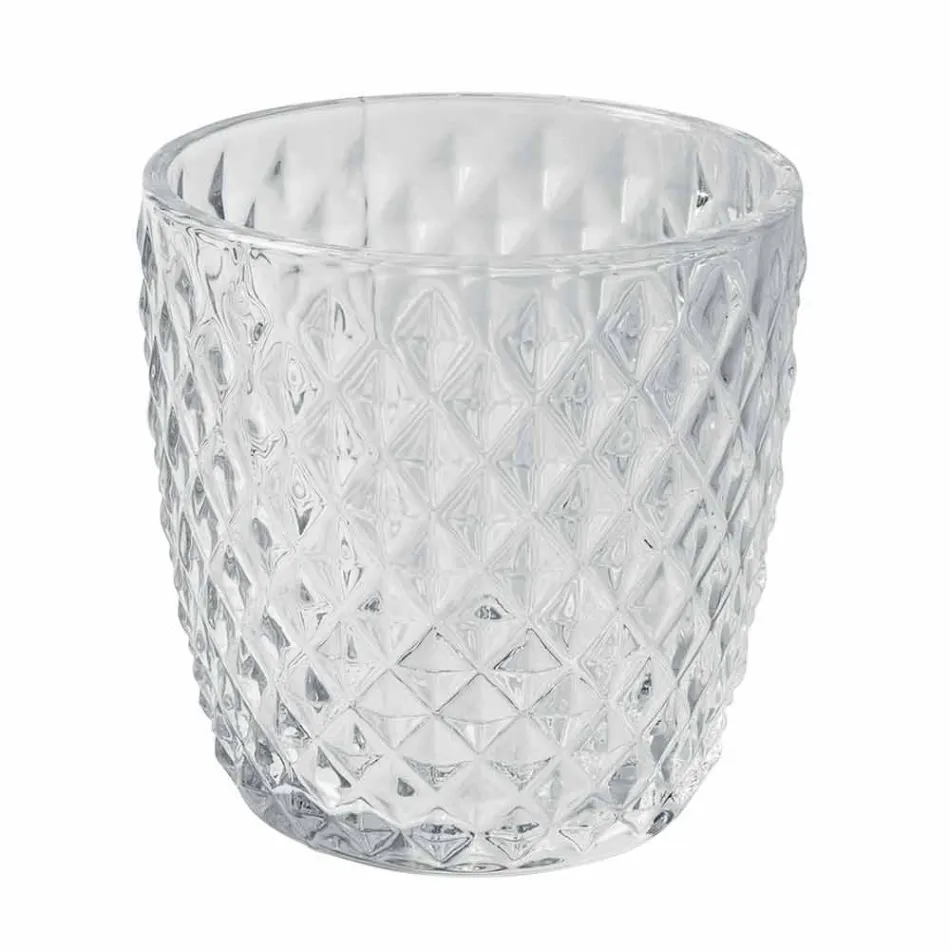 Vasos De Vidrio Transparente Decorados, Servicio De Agua Moderno 12 Piezas - Mezcla viadurini