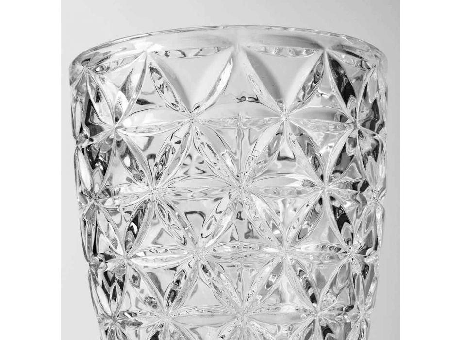 Vasos De Vidrio Transparente Decorados, Servicio De Agua Moderno 12 Piezas - Mezcla viadurini
