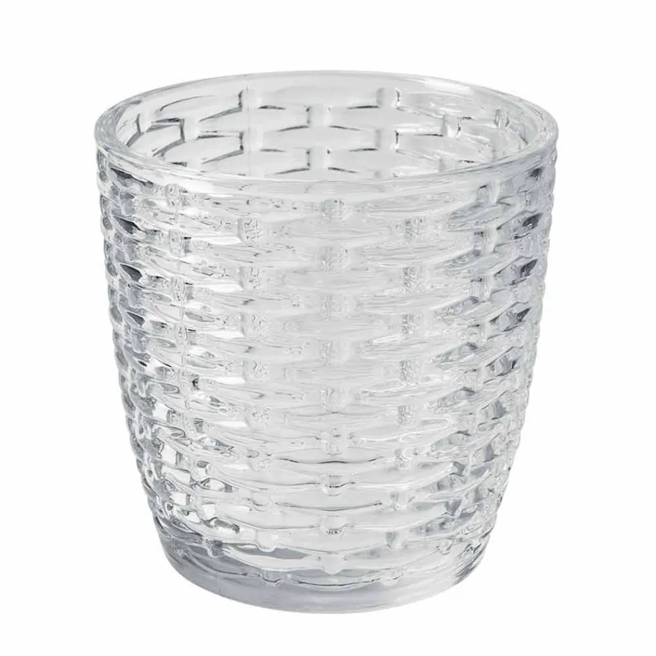 Vasos De Vidrio Transparente Decorados, Servicio De Agua Moderno 12 Piezas - Mezcla viadurini