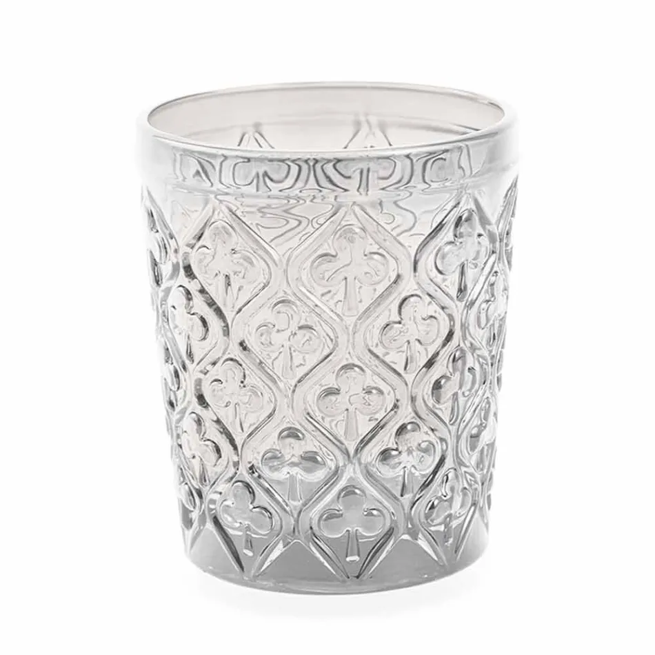 Vasos de vidrio transparente con decoraciones, servicio de agua de 12 piezas - Marruecos viadurini