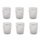 Vasos de vidrio transparente con decoraciones, servicio de agua de 12 piezas - Marruecos viadurini