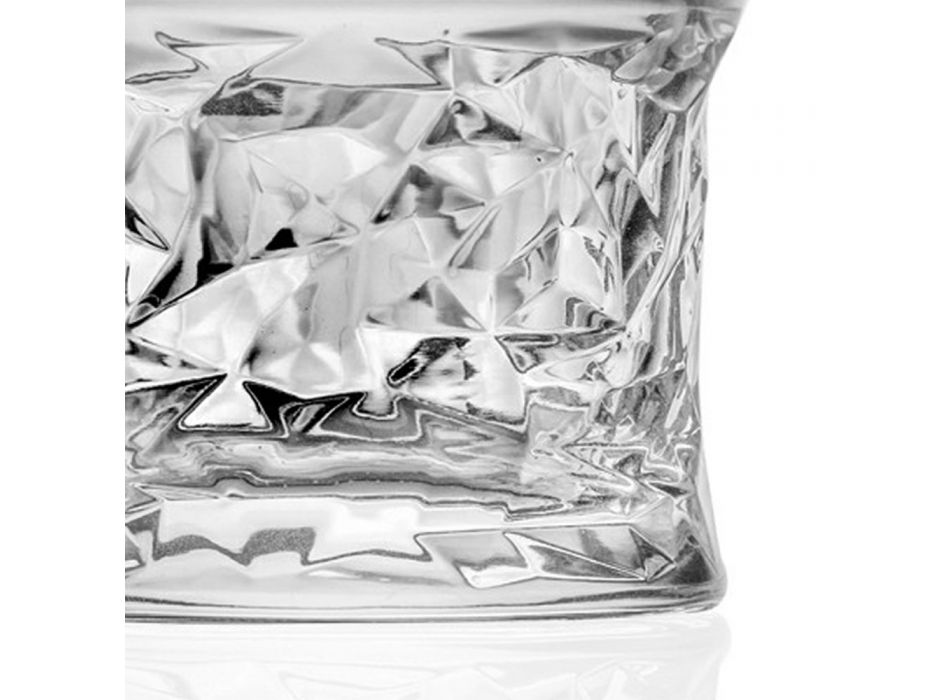 Vasos de vaso bajo con decoración cuadrada de cristal ecológico 12 piezas - Ritmo viadurini