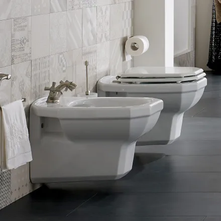 Bidé colgante de cerámica de estilo clásico, hecho en Italia - Nausica viadurini