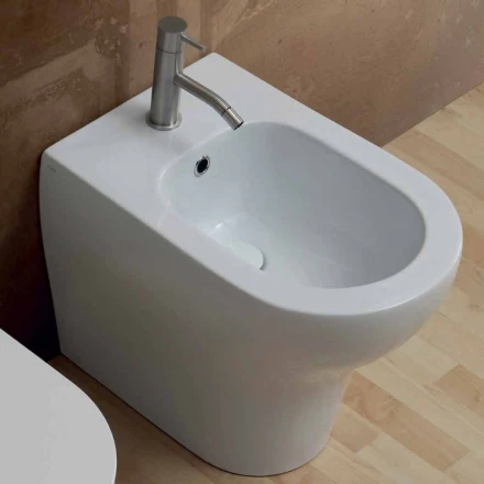 Bidet de cerámica blanca de diseño moderno 54x35 cm, hecho en Italia viadurini