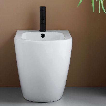Bidé monomando de pie en cerámica blanca resistente con un diseño moderno - Olmo viadurini