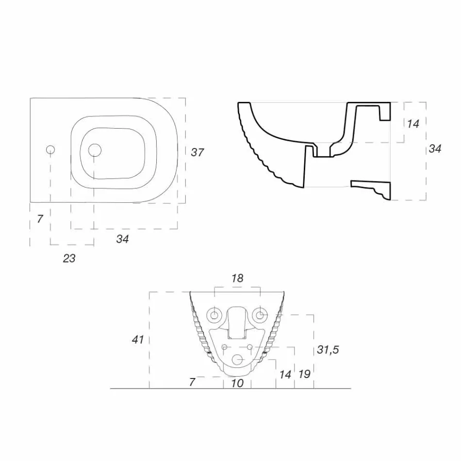 Bidé suspendido de Made in Italy Design en Trabia Ceramics viadurini