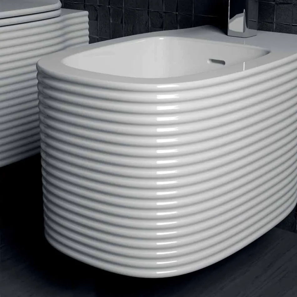 Bidé suspendido de cerámica de diseño moderno producido en Italia, Hamlet viadurini