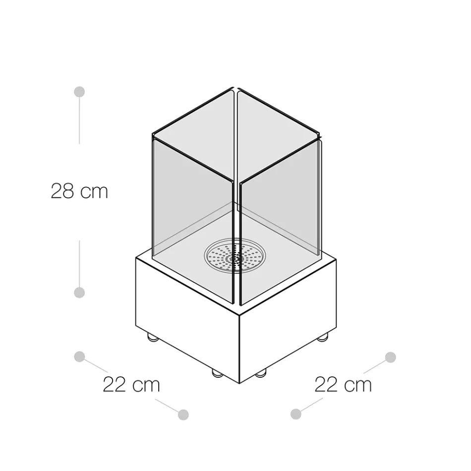 Biochimenea de mesa en vidrio templado con base en metal negro - Coriano viadurini