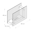 Biochimenea de suelo con estructura de doble cara en vidrio y metal negro - Squillo viadurini