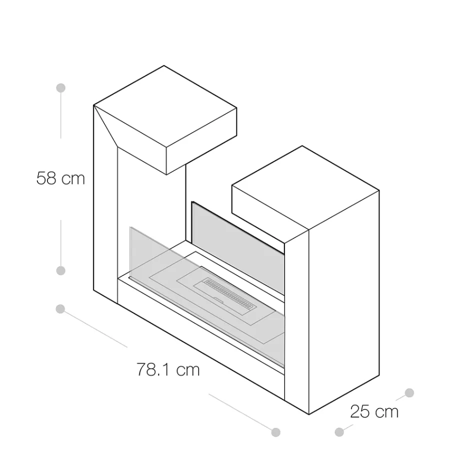 Bio Chimenea de Suelo de Metal Pintado Blanco y Cristal Templado - Pelide viadurini