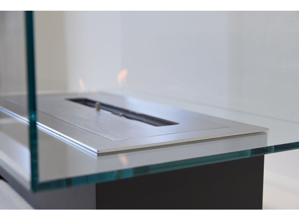 Biochimenea de piso de diseño moderno en vidrio y acero o corten - Bradley viadurini