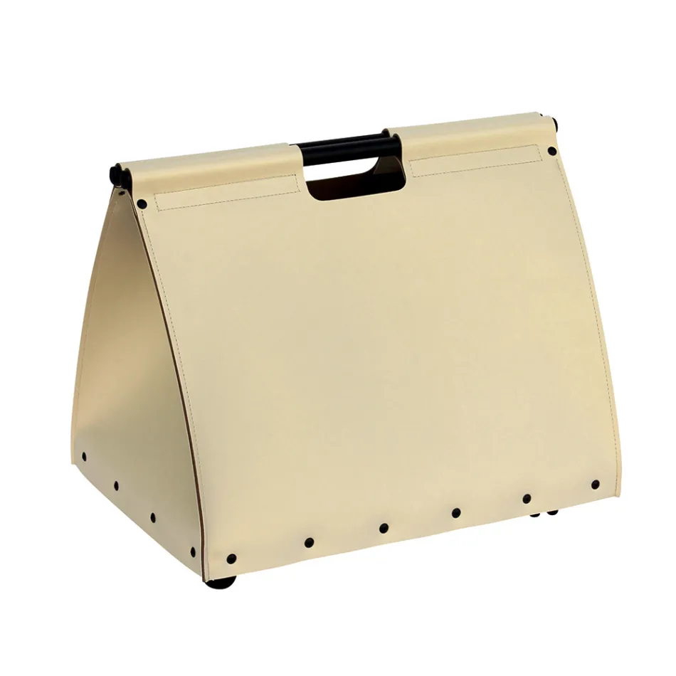 Bolsa para leña en ecopiel con ruedas Made in Italy - Caracol viadurini