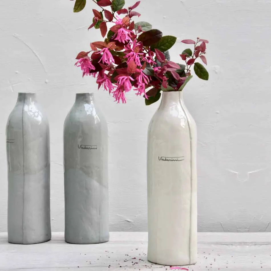 Botellas De Porcelana Blanca Y Gris De Diseño De Lujo 2 Piezas Únicas - Arcivero viadurini