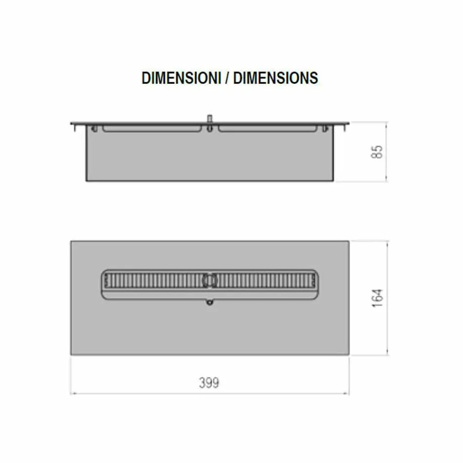 Quemador manual lineal en acero inoxidable para chimenea de bioetanol - Brandon viadurini