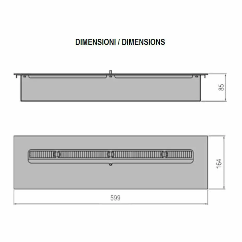 Quemador manual lineal en acero inoxidable para chimenea de bioetanol - Brandon viadurini