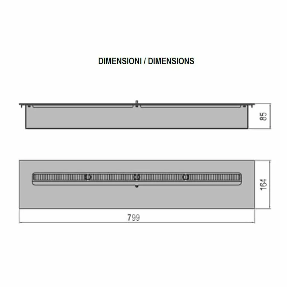 Quemador manual lineal en acero inoxidable para chimenea de bioetanol - Brandon viadurini
