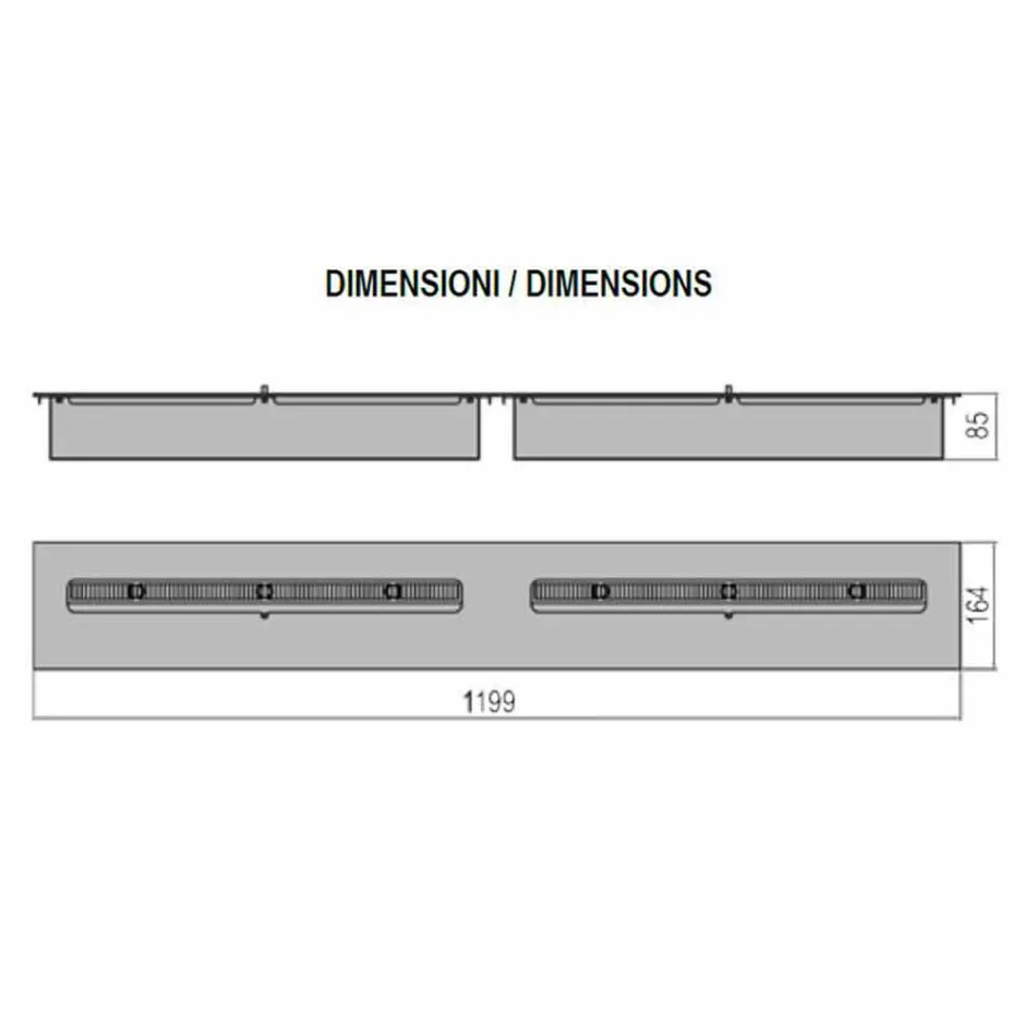 Quemador manual lineal en acero inoxidable para chimenea de bioetanol - Brandon viadurini