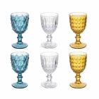 Copas de vidrio de colores en vidrio decorado en relieve, 12 piezas - Angers viadurini