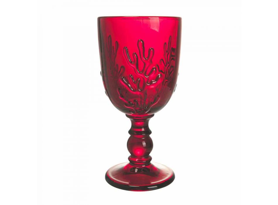 Copas de colores en vidrio y decoración de coral, 12 piezas - Crimson viadurini