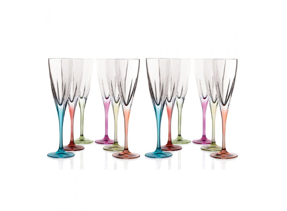 Vasos Flauta en Cristal Ecológico de Color o Transparente 12 Piezas - Amalgama viadurini