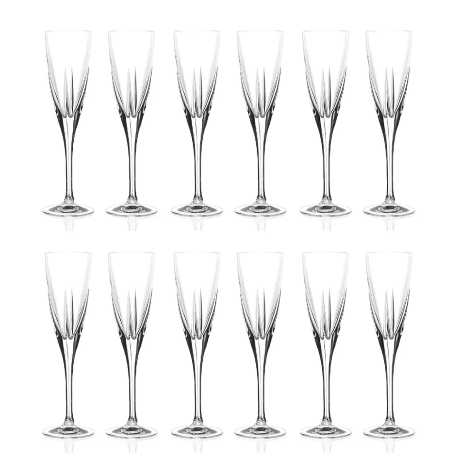 Vasos Flauta en Cristal Ecológico de Color o Transparente 12 Piezas - Amalgama viadurini