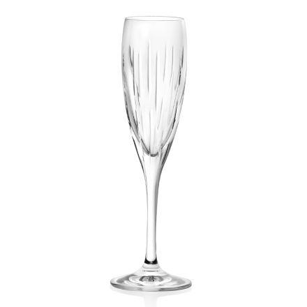 Vasos Flauta en Eco Cristal con Segmentos, Línea Luxury 12 Pzs - Monnalisa viadurini