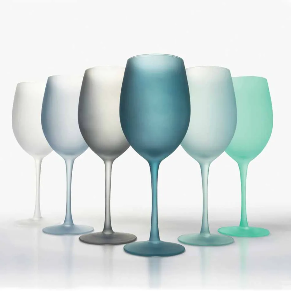 Copas de vino de colores en vidrio esmerilado con efecto hielo, 12 piezas - Otoño viadurini