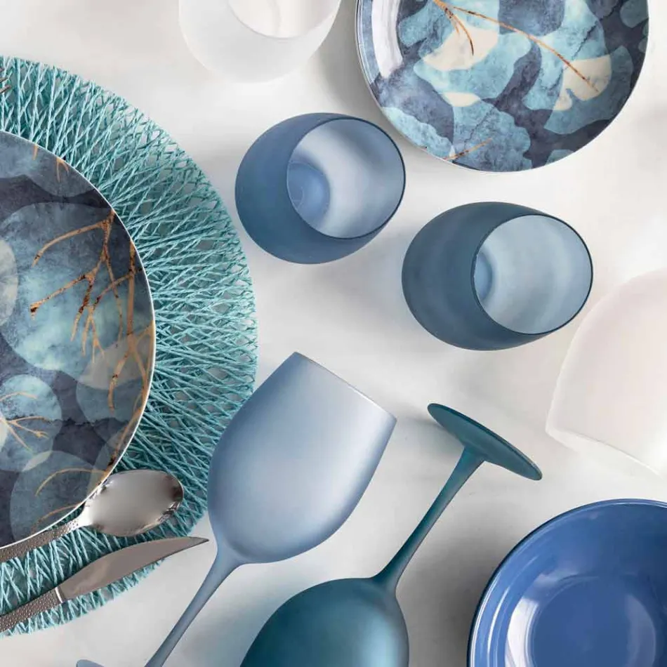 Copas de vino de colores en vidrio esmerilado con efecto hielo, 12 piezas - Otoño viadurini