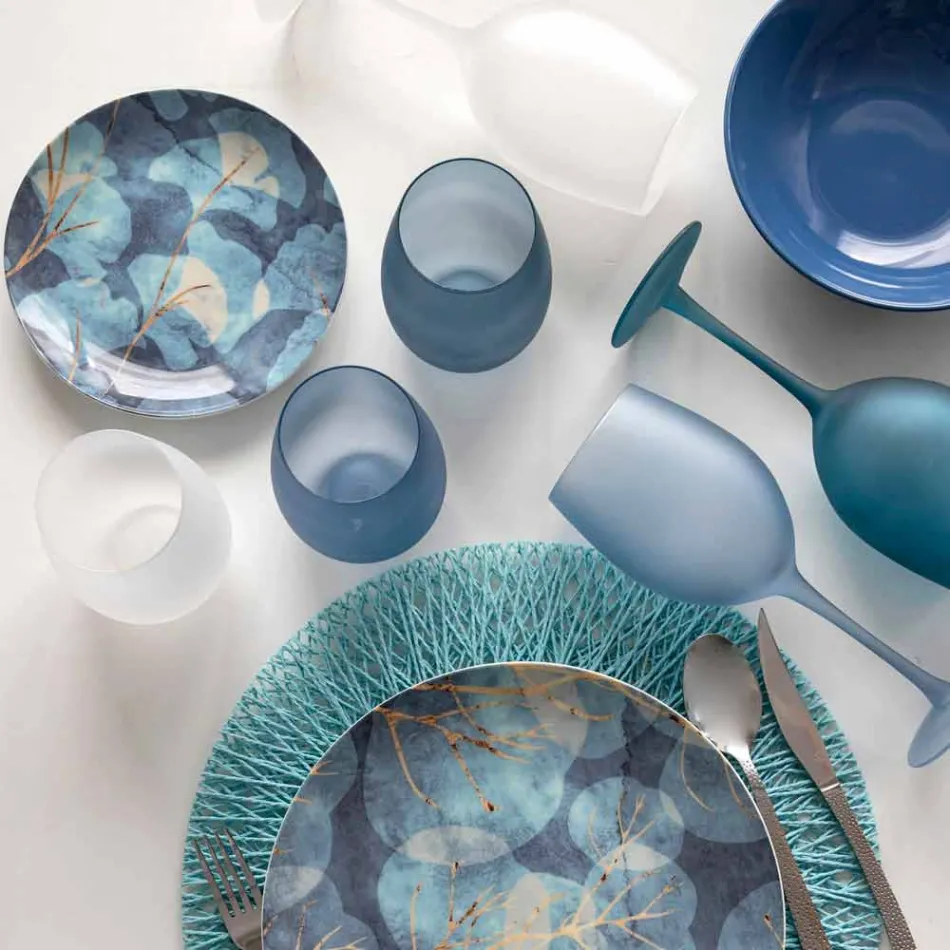 Copas de vino de colores en vidrio esmerilado con efecto hielo, 12 piezas - Otoño viadurini