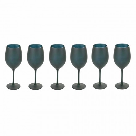 Copas de Vino Tinto o Blanco en Vidrio Negro Full Service 12 Piezas - Oronero viadurini