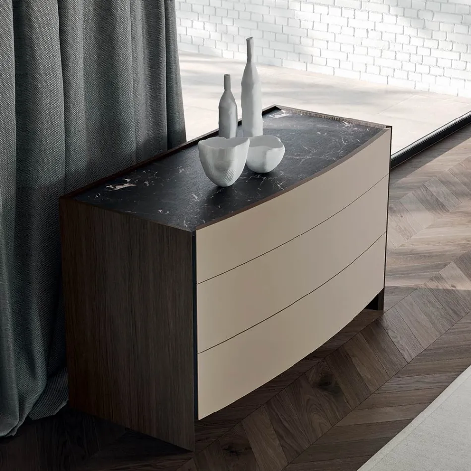 Dormitorio de estilo moderno con 4 elementos Made in Italy - Calimero viadurini