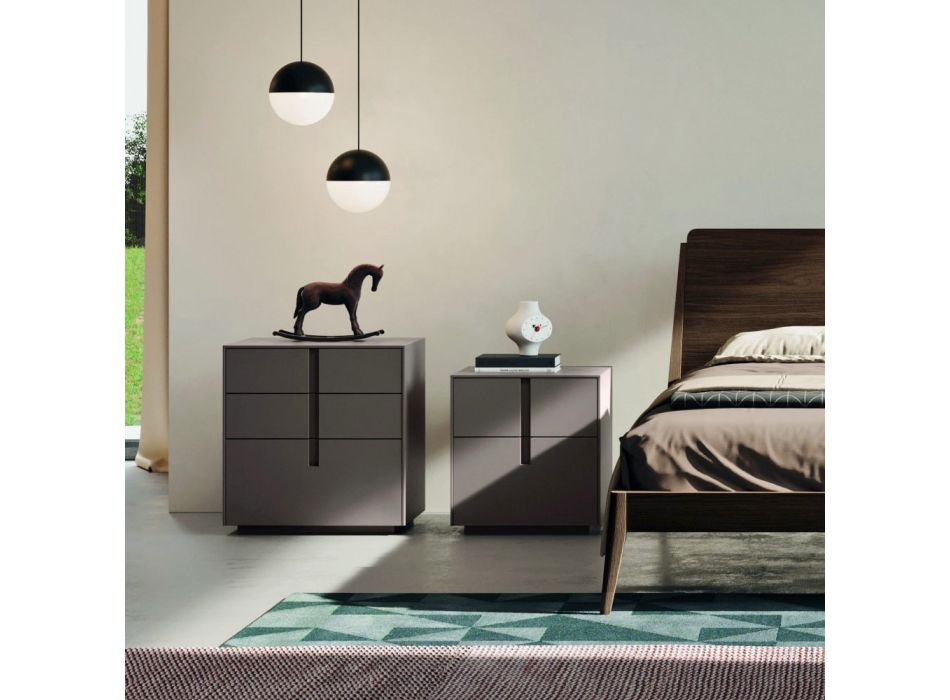 Dormitorio completo con 5 elementos de estilo moderno Made in Italy - Savanna viadurini