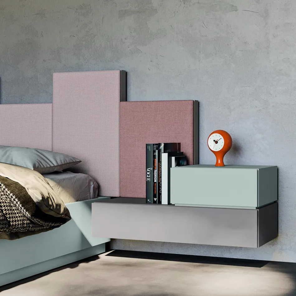 Dormitorio completo con 5 elementos Made in Italy de alta calidad - Cuarzo viadurini