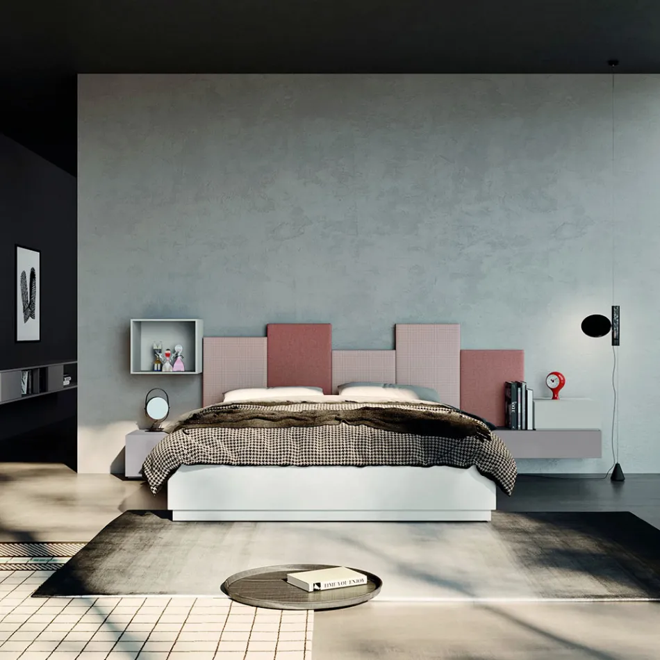 Dormitorio completo con 5 elementos Made in Italy de alta calidad - Cuarzo viadurini