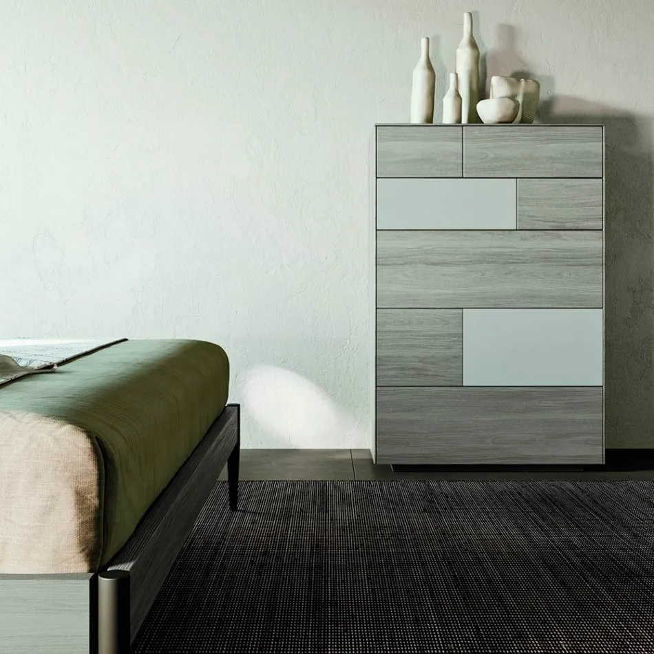 Dormitorio moderno con 4 elementos de estilo moderno Made in Italy - Lusinda viadurini