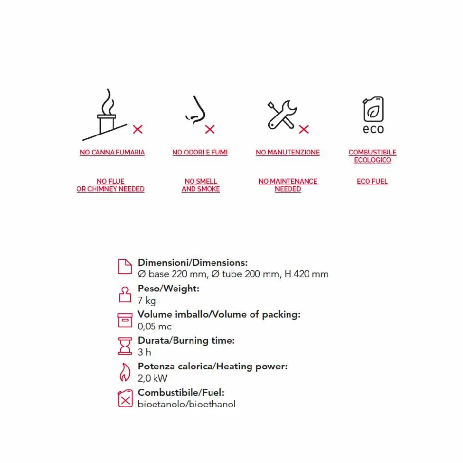 chimenea de bioetanol con mesa de acero inoxidable y vidrio Leon, fabricado en Italia viadurini