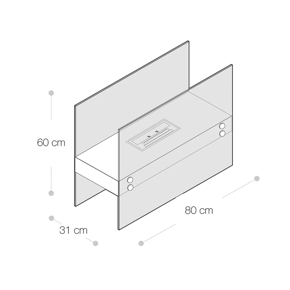 Chimenea de piso de bioetanol en metal negro y vidrio templado - Violante viadurini