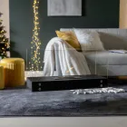 Chimenea de piso de bioetanol en metal negro y vidrio templado - Violante viadurini