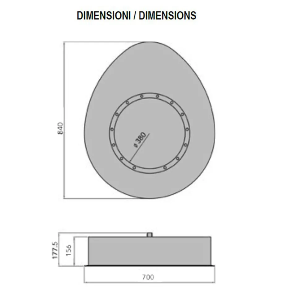 Chimenea de bioetanol de pared en acero pintado de diseño ovalado - Guiscard viadurini