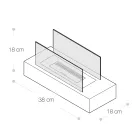 Chimenea de sobremesa de bioetanol en vidrio templado y metal - Plata viadurini