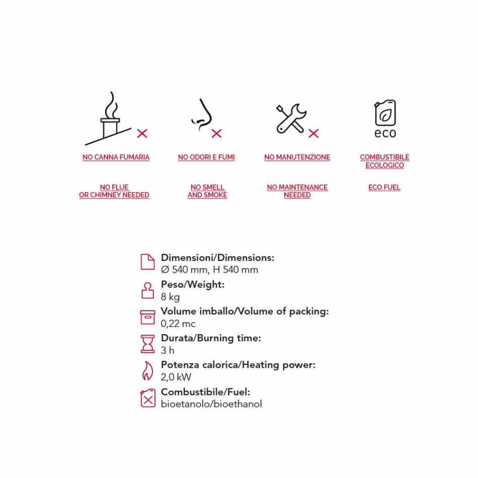 acero mesa / suelo chimenea de bioetanol forma de esfera Henry viadurini
