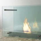 Chimenea de bioetanol para piso en diseño de vidrio y acero para interior - Edison viadurini