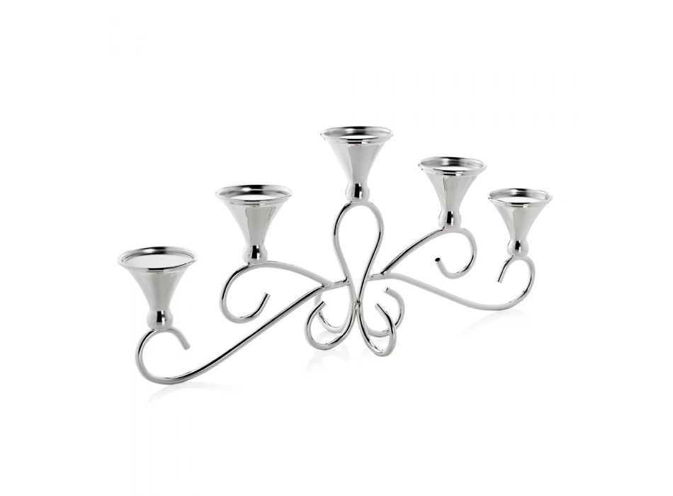 5 candelabros armados en metal plateado de lujo diseño italiano - Peleo viadurini