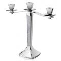 Candelabro de lujo de 3 brazos en metal plateado con purpurina - Sbrillo