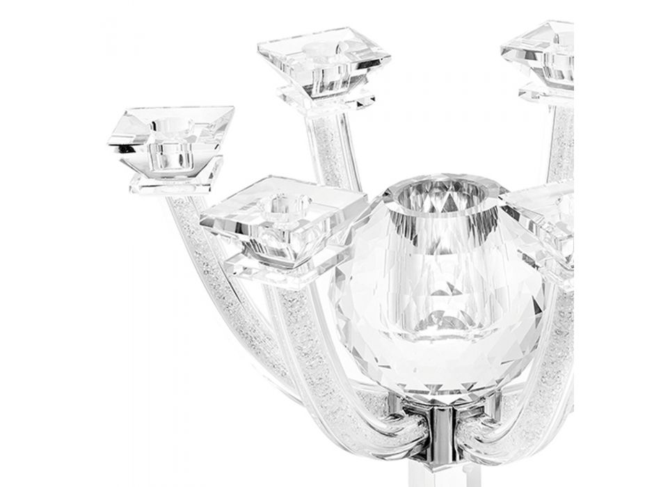 Candelabro de cristal con pedrería diseño de 7 llamas lujo italiano - Maike viadurini