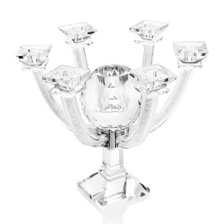 Candelabro de cristal con pedrería diseño de 7 llamas lujo italiano - Maike viadurini