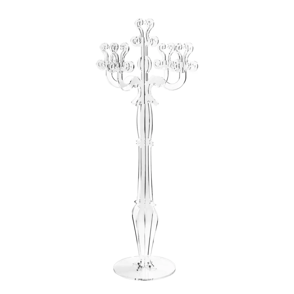 Candelabro de plexiglás transparente con 3 llamas Made in Italy - Paolino viadurini