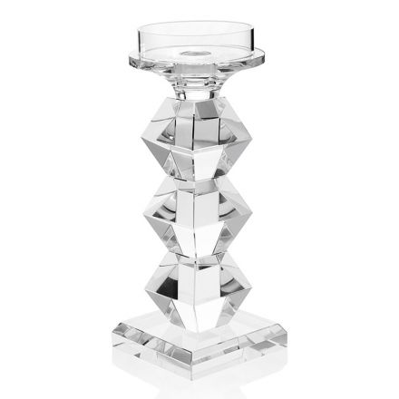 Candelabro de cristal de lujo italiano diseño geométrico 2 alturas - Renzo viadurini