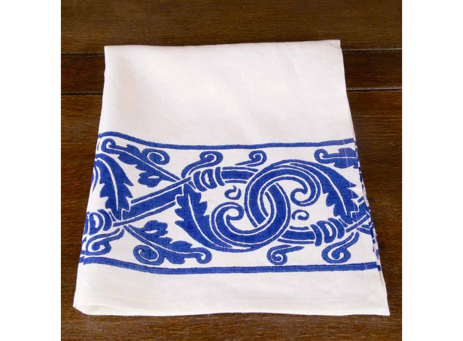 Lienzo de lino de artesanía italiana con diseño impreso a mano - Marcas comerciales viadurini