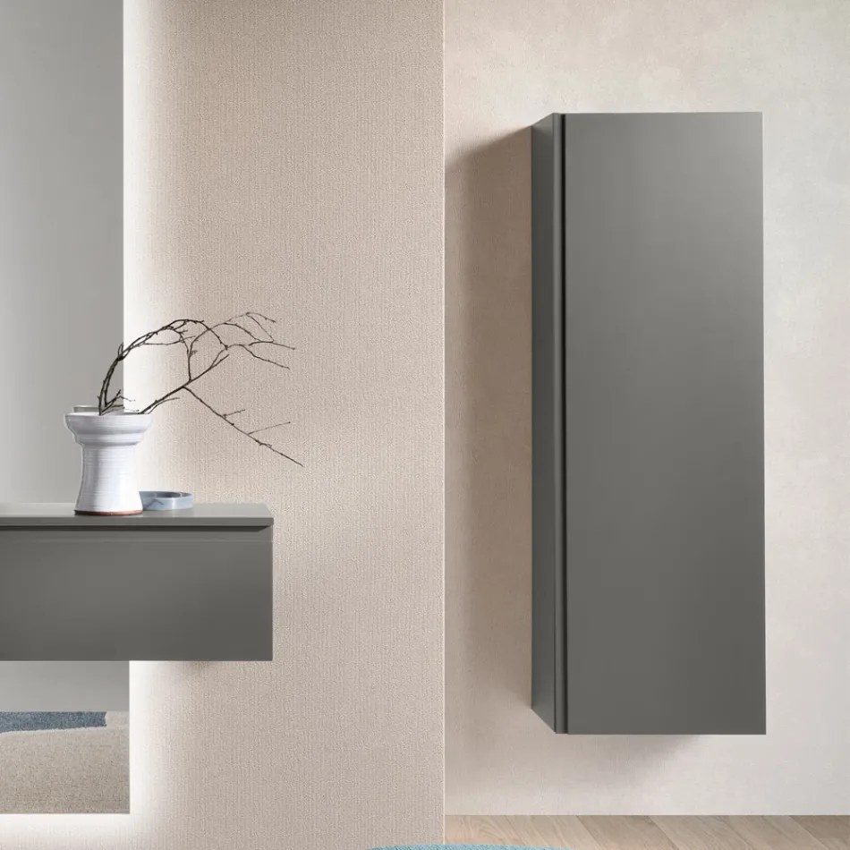 Perchero de melamina lacada con puerta de MDF y estante interior - Lunis viadurini